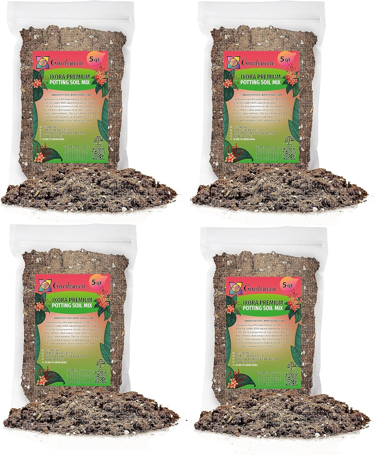 Gardenera Ixora Plant Potting Mix - Unlock Robust Growth and Stunning Flowers with Our High-Performance Formula - 20 Quart