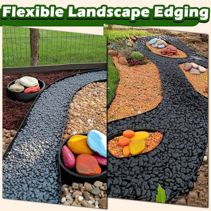 Gardzen Landscape Edging Kit, 60-Foot Long, 3-Inch Tall, No Dig Garden Edging Border for Flower Beds, Tree Rings, Pathways , Includes 60 Spikes