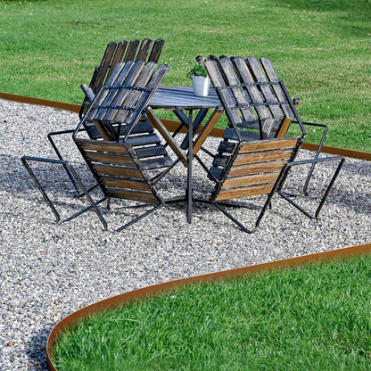 Worth Garden 10-Pack Corten Steel Landscape Lawn Edging - 5in H. (2.5" Above Ground + 2.5" Spikes) Rust Patina Bendable Metal Strips - Hammer-in Border w/ 11 Clips - Yard Pathway Divider (33Ft Total)