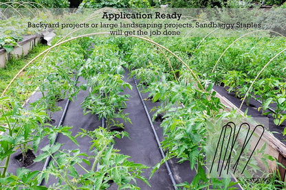 Sandbaggy Round Top 6-Inch Landscape Staples ~ SOD Garden Stakes Square Pin for Ground Cover Fabric & Drip Irrigation Tubing (200 Staples)