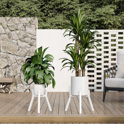 Adjustable Plant Stands Set of 2, Metal Modern Small Plant Holder, Heavy Duty Stable Flower Holder Stand Rack for 10-16 Inch Indoor Outdoor Corner Living Room Balcony Office White PS-007WH-2