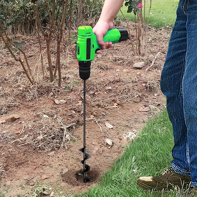 SYITCUN Auger Drill Bit for Planting 2"x24", Post Hole Auger for Planting Bulbs, Easy Post Hole Digger with Drill for 3/8”Hex Drive Drill