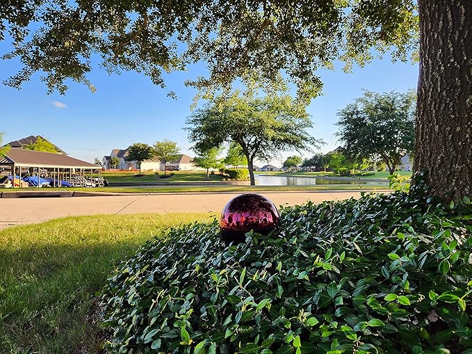 Lulu Decor, Red Stainless Steel Gazing Mirror Ball Size 16, Smooth Reflective Shiny Garden Decoration Globe