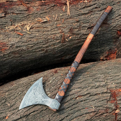MDM-012 Custom Handmade Viking Axe Real Tomahawk Viking Hatchet Beared Camping Axe, 5160 HIGH Carbon Steel Blade, Throwing Set Vintage Ax Viking Gift for Him - Viking Gifts for Him