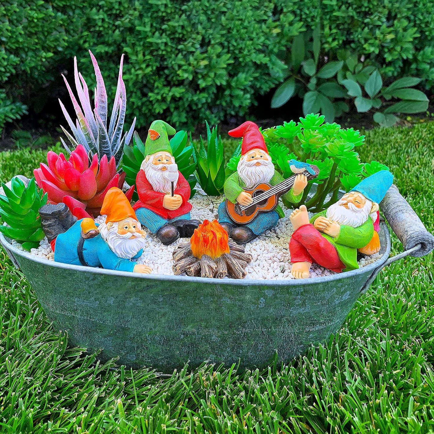 Mood Lab Miniature Garden Gnomes - Camping Gnome Kit of 5 pcs - Figurines & Accessories Set - Outdoor or House Decor